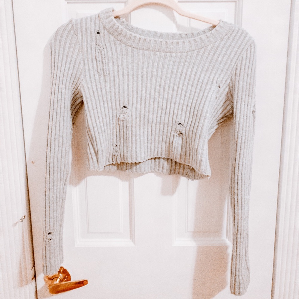 Gray Ripped Sweater !!! Worn Once for Insta Photo